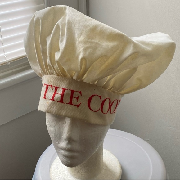 Vintage Kiss The Cook Chef Hat - Toque Hats For The Kitchen, White Cooks Cap - Picture 1 of 5